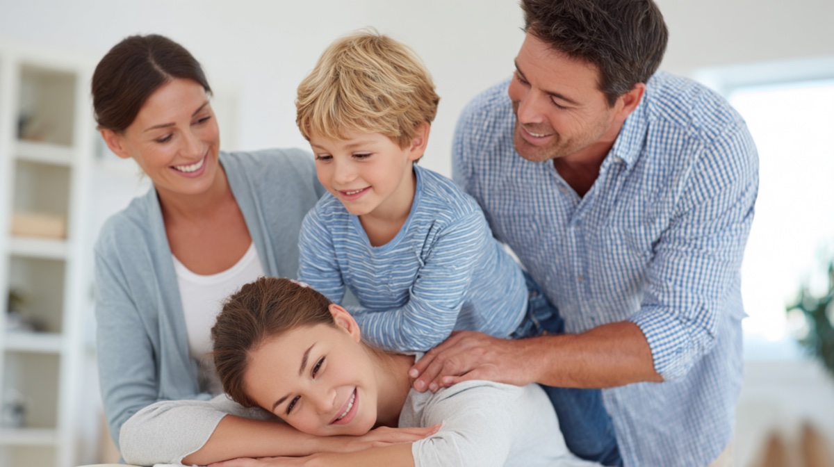 Family receiving chiropractic care