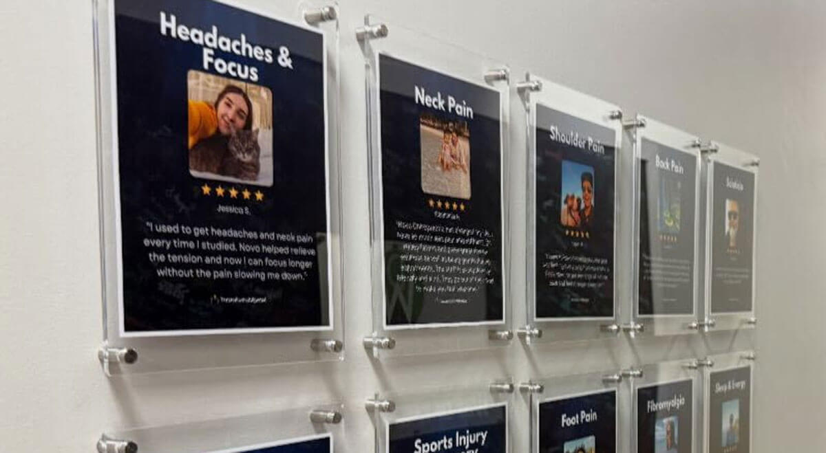 Testimonial wall at Grandville office