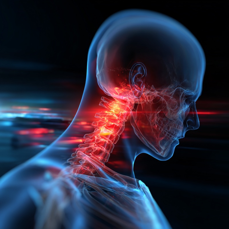 Woman with neck pain after car accident